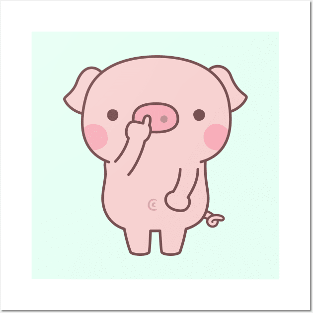 Cute Bored Piggy Digging Nose Wall Art by rustydoodle